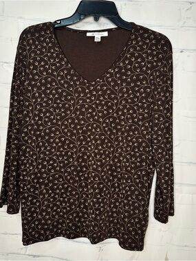 Women’s JM Collection Size Large Brown Long Sleeve Top
